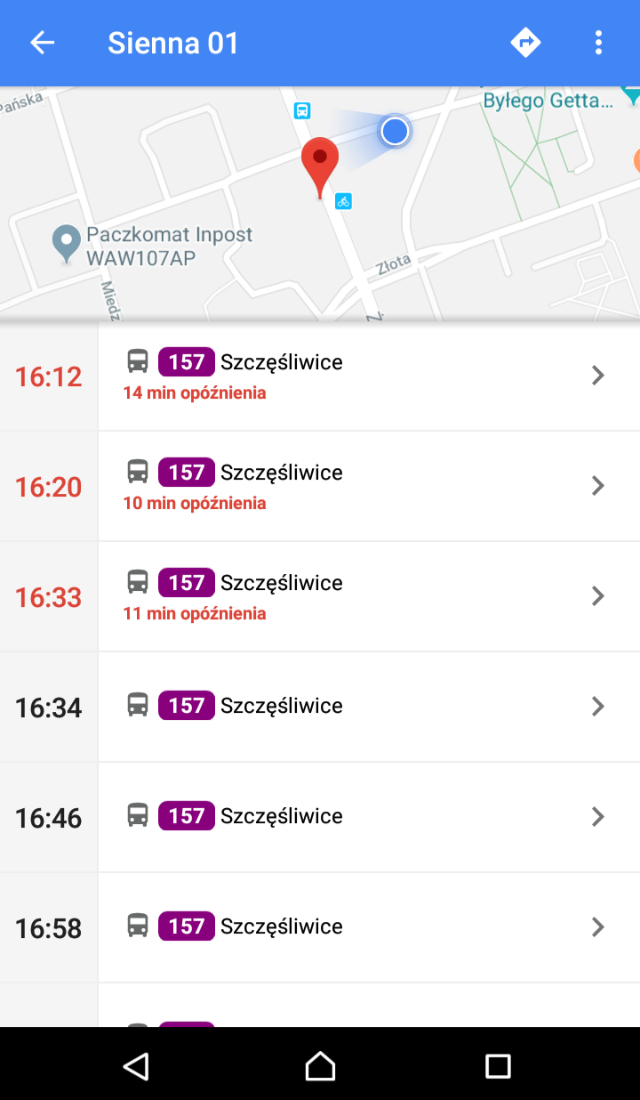 Autobusy ZTM Warszawa Google Maps